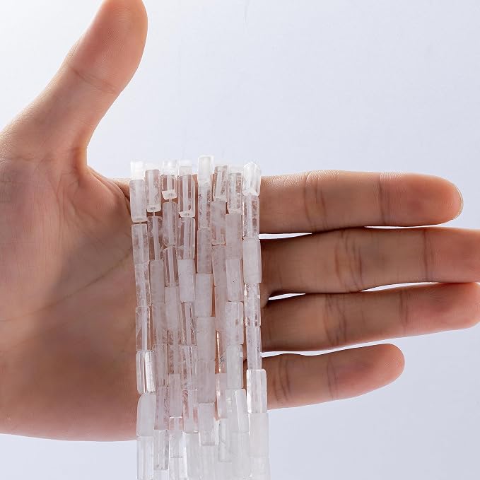 Natural White Crystal Rectangle Tube Beads 4x13mm 38cm/str Loose Semi Gemstone - Image 2