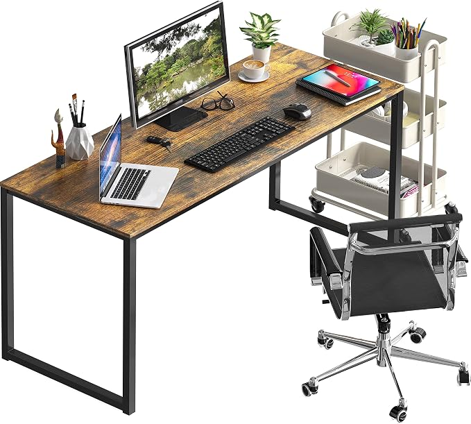 SHW Mission 48-Inch Home Office Computer Desk, Rustic Brown - Image 5