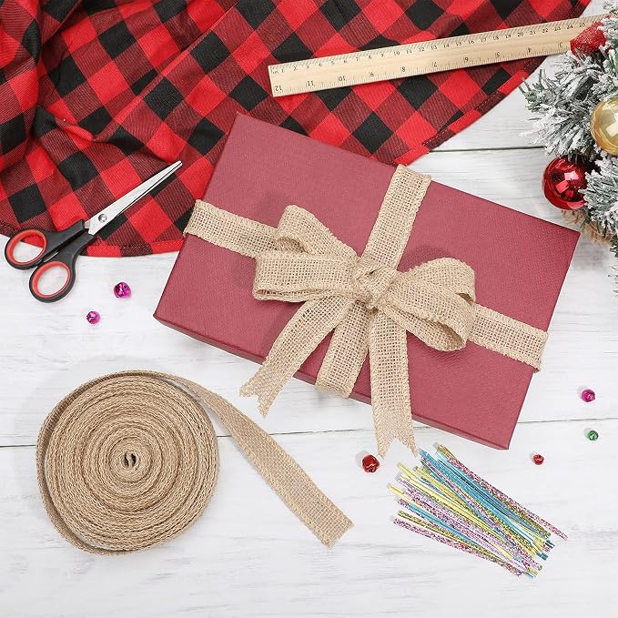 20 Yard 1 Inches Burlap Ribbon Wide Jute Ribbon Natural Burlap Fabric Roll - Image 6
