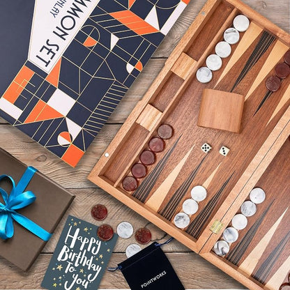 17 Inch Backgammon Sets for Adults. Beautiful Wood Inlaid Backgammon Board Game - Image 7