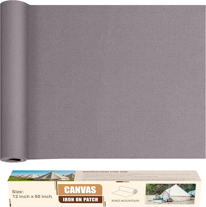 KING MOUNTAIN Canvas Iron on Patch, Waterproof 100% Cotton Fabric Repair Patch by ForABetterHomeLife