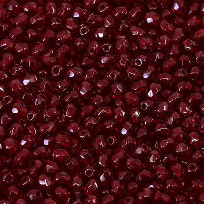 100 pcs Faceted Fire Polished Pressed Czech Glass Beads 3mm, Bohemian Dark Ruby - Image 5