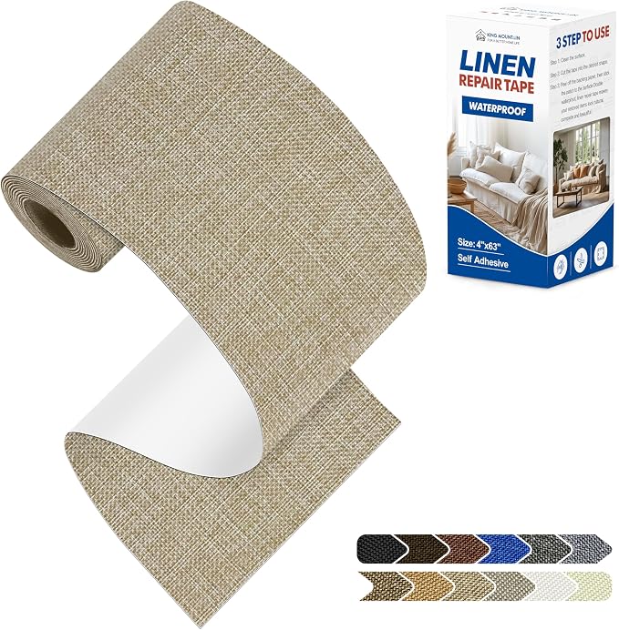 KING MOUNTAIN Linen Repair Patches, Self-Adhesive Linen Fabric Patches by ForABetterHomeLife
