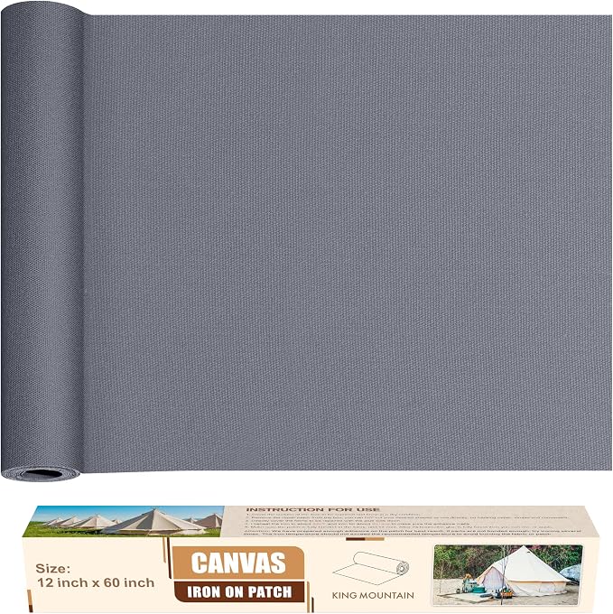 KING MOUNTAIN Canvas Iron on Patch, Waterproof 100% Cotton Fabric Repair Patch by ForABetterHomeLife