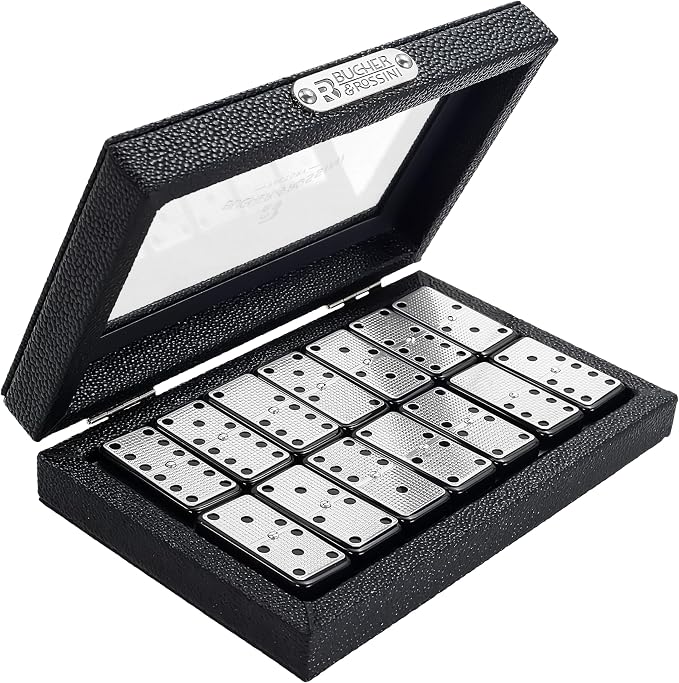 Bucher&Rossini Metal Surface Dominoes Set Double 6 by Bucherrossini