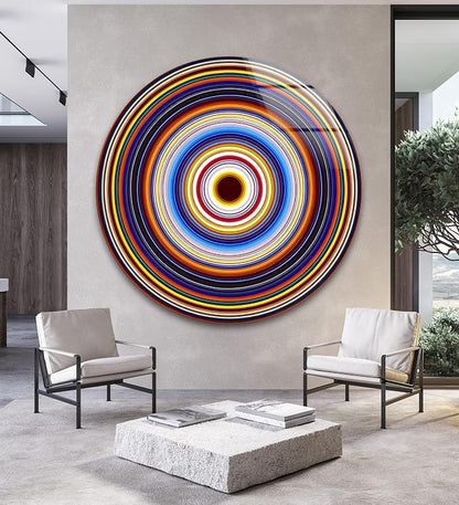 My Photostation.com 31.5'' Diameter Colorful Concentric Circles Round Glass by MyPhotostation