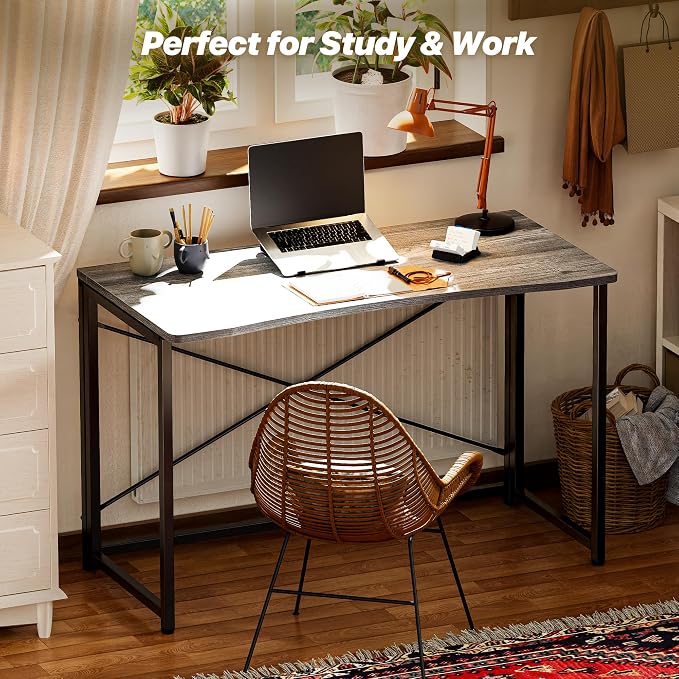 Huuger Folding Desk for Small Spaces, 39.3 Inch Foldable Computer Table - Image 8