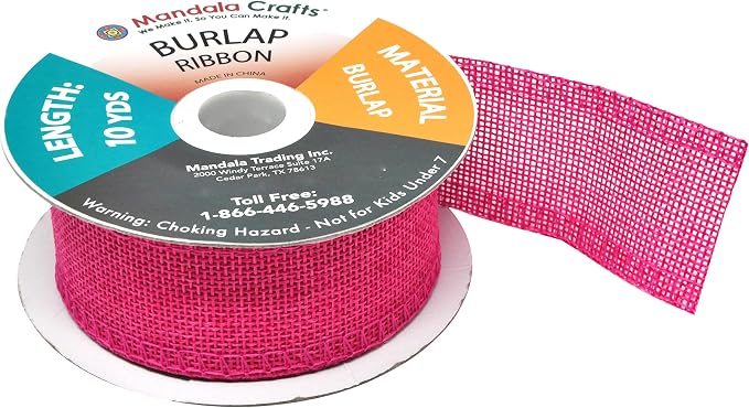 Mandala Crafts Hot Pink Burlap Ribbon 1.5 Inches Wide Jute Ribbons - Image 4