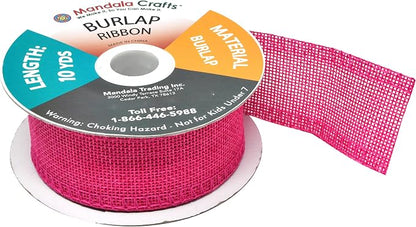 Mandala Crafts Hot Pink Burlap Ribbon 1.5 Inches Wide Jute Ribbons - Image 4