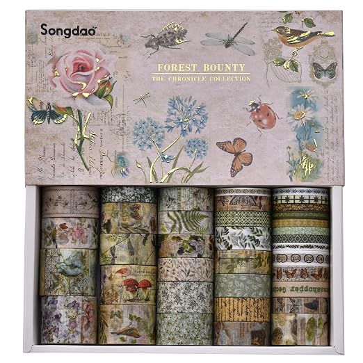 36 Rolls Vintage Washi Tape Pack Retro Arts Adhesive Tapes Wide Chronicle - Image 3