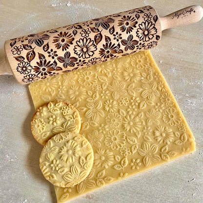 FLOWER MIX Embossing Rolling Pin by ALGISCRAFTS