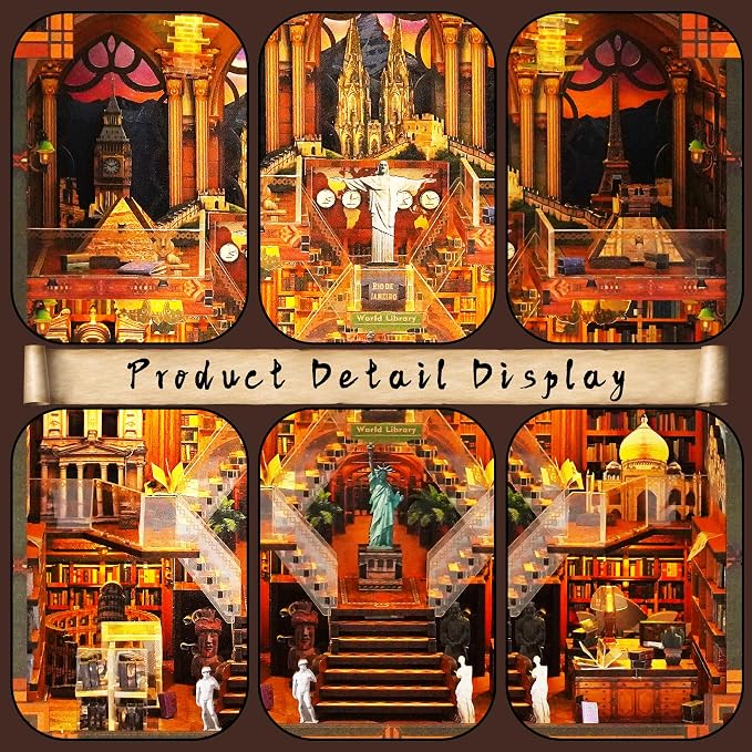 Book Nook Kit - DIY Miniature World Library Booknook - 3D Wooden Puzzle - - Image 3