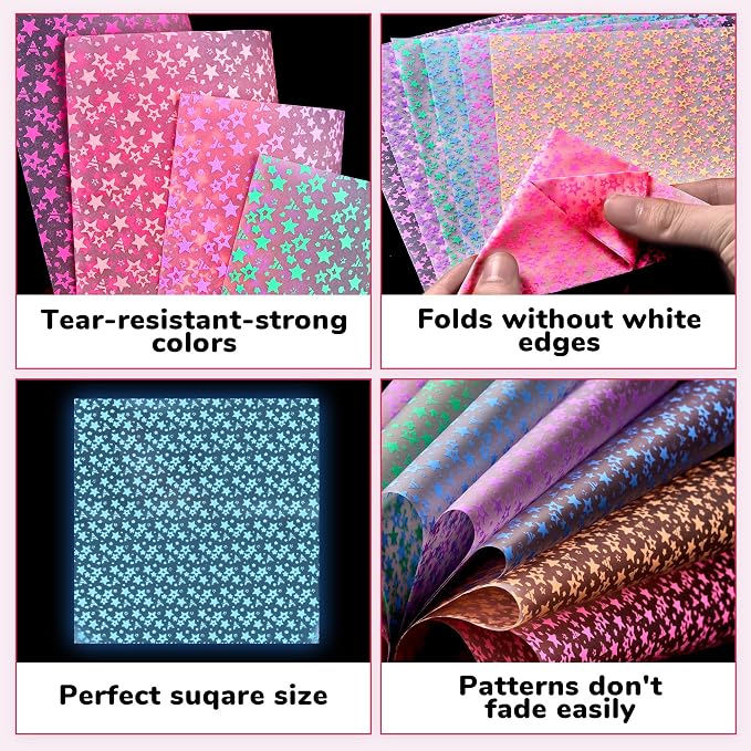 Joycat Pastel Glow in The Dark Origami Paper - Image 2