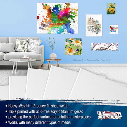 U.S. Art Supply 20 x 20 inch Stretched Canvas 12-Ounce Triple Primed, 100% - Image 4