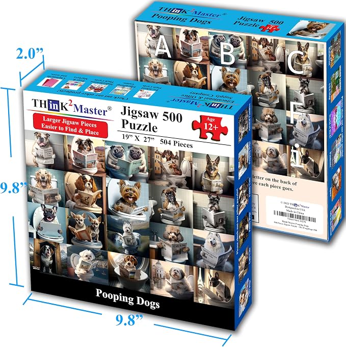 Think2Master Pooping Dogs & Puppies 500 Pieces Jigsaw Puzzle. Pooping Puppies - Image 5