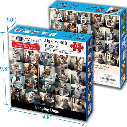 Think2Master Pooping Dogs & Puppies 500 Pieces Jigsaw Puzzle. Pooping Puppies - Image 5