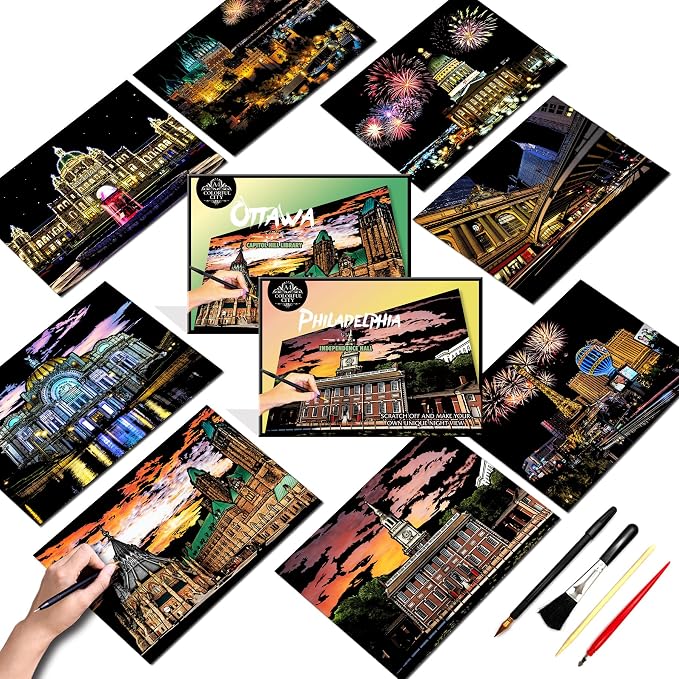 Scratch Art Painting Kit for Adults-8 Sheets A4 Rainbow Scratch Painting Paper by PAITUEND
