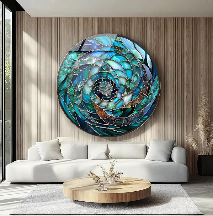 My Photostation.com 10'' Diameter Ocean Vortex Spiral Round Glass Wall Art - Image 2