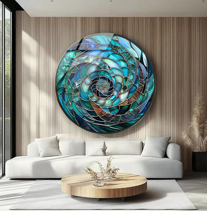 My Photostation.com 15.8'' Diameter Ocean Vortex Spiral Round Glass Wall Art - Image 2