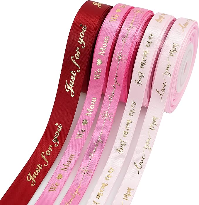 MEEDEE Pink Ribbon for Gift Wrapping Thank You Just for You Ribbon Mothers Day by MEEDEE