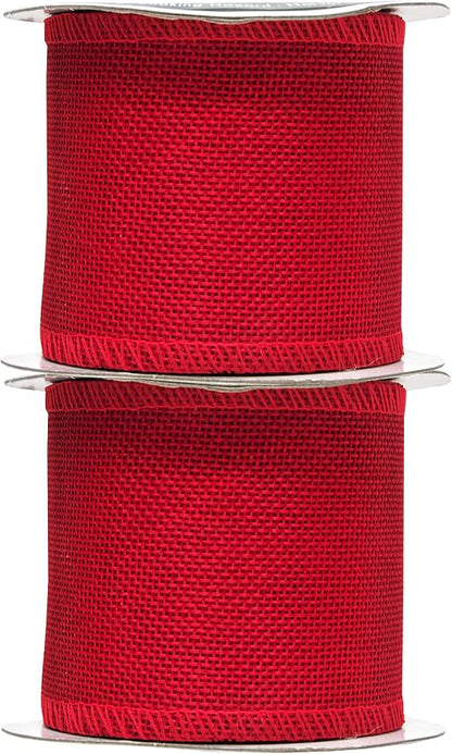 Mandala Crafts Red Burlap Ribbon 3 Inches Wide Jute Ribbons - Image 2