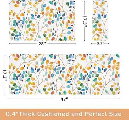 weesire Anti Fatigue Mats for Kitchen Floor Boho Kitchen Rugs Colorful Floral - Image 2