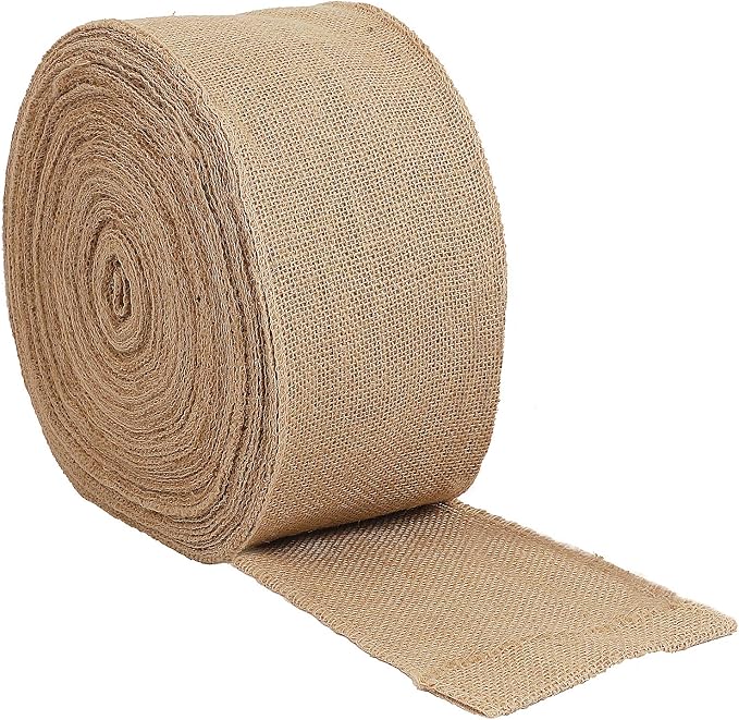 KINJOEK 5 Inch Wide 54 Yards Burlap Ribbon, Natural Jute Fabric Ribbon Crafts - Image 3