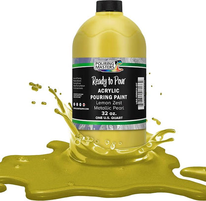 Pouring Masters Lemon Zest Metallic Pearl Ready to Pour Acrylic Pouring Paint by USArtSupply