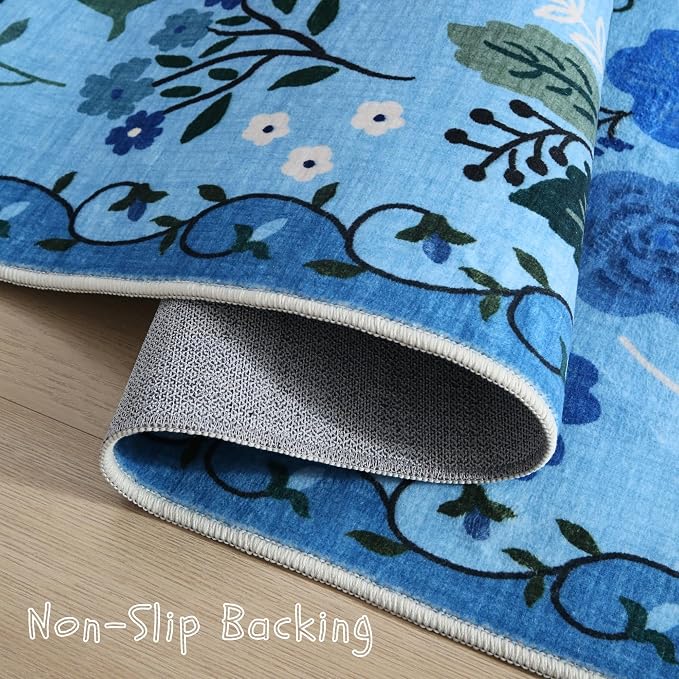 Rugcomf Bedroom Rug 3x5 Rug Washable Area Rug Non Slip Low Pile Boho Floral - Image 3