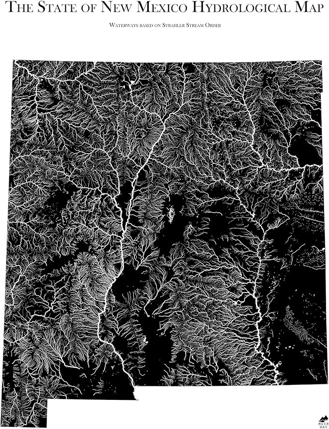 Muir Way Hydrological River Map of New Mexico by MuirWay