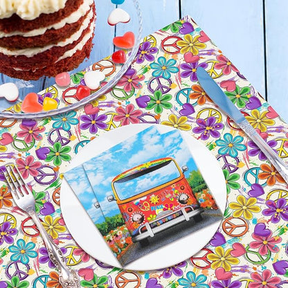60 Pcs 60's 70's Hippie Party Cocktail Paper Napkins 6.5 x 6.5 Inches - Image 6