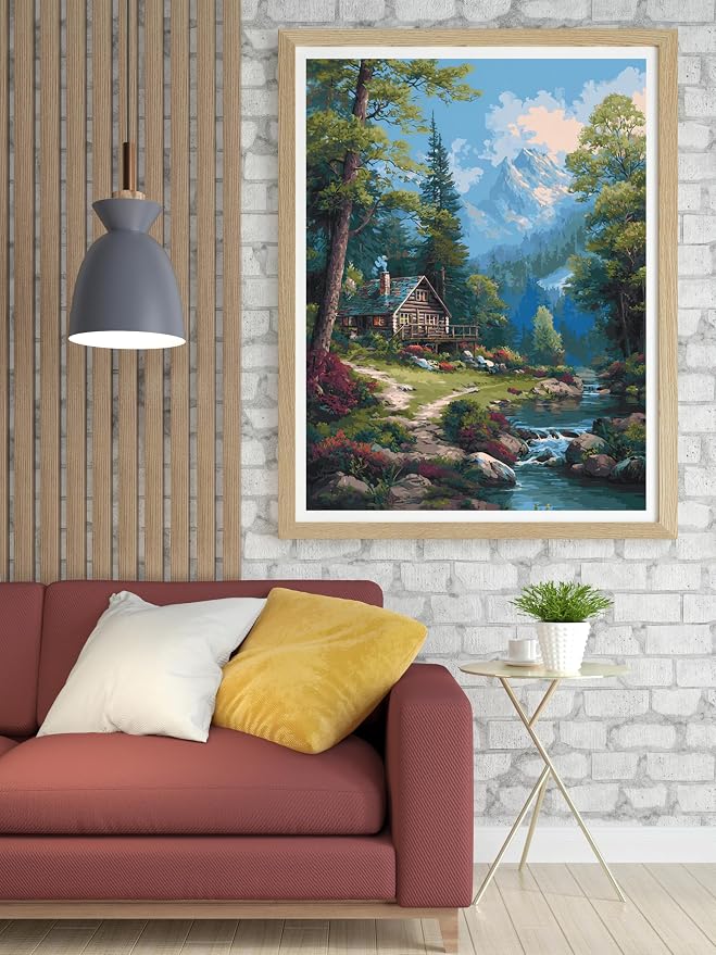 14CT Counted Cross Stitch Kits for Adults Advanced Mountains Lake Printed - Image 4