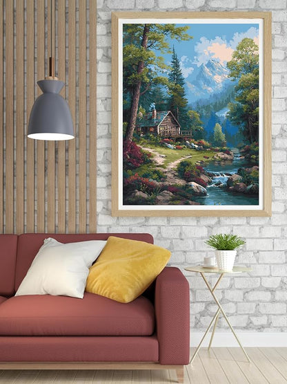 14CT Counted Cross Stitch Kits for Adults Advanced Mountains Lake Printed - Image 4