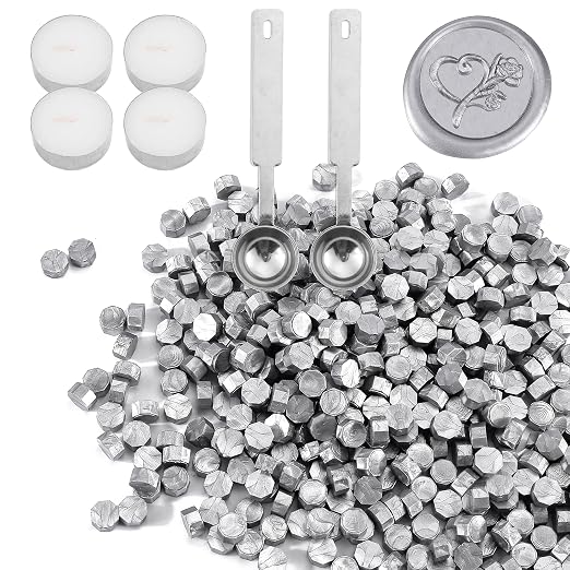 Yoption 360 Pcs Silver Octagon Sealing Wax Beads - Image 2