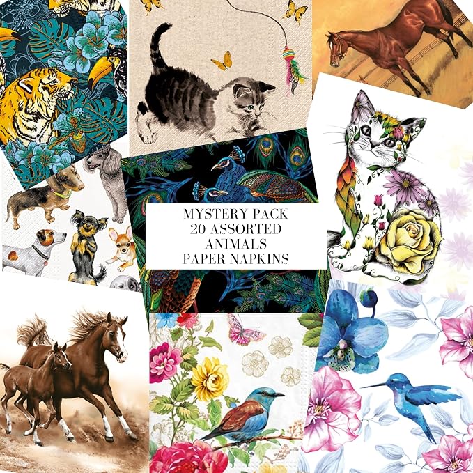 Mystery Pack Decoupage Paper Napkins, 20-ct Assorted Surprise Napkins, - Image 2