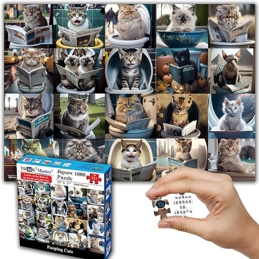 Think2Master Pooping Cats & Kittens 1000 Pieces Jigsaw Puzzle. Perfect Bathroom by Think2Master