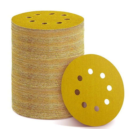 150PCS 600 Grit Gold Sanding Discs, 5-Inch 8-Hole Sandpaper by YEHBS