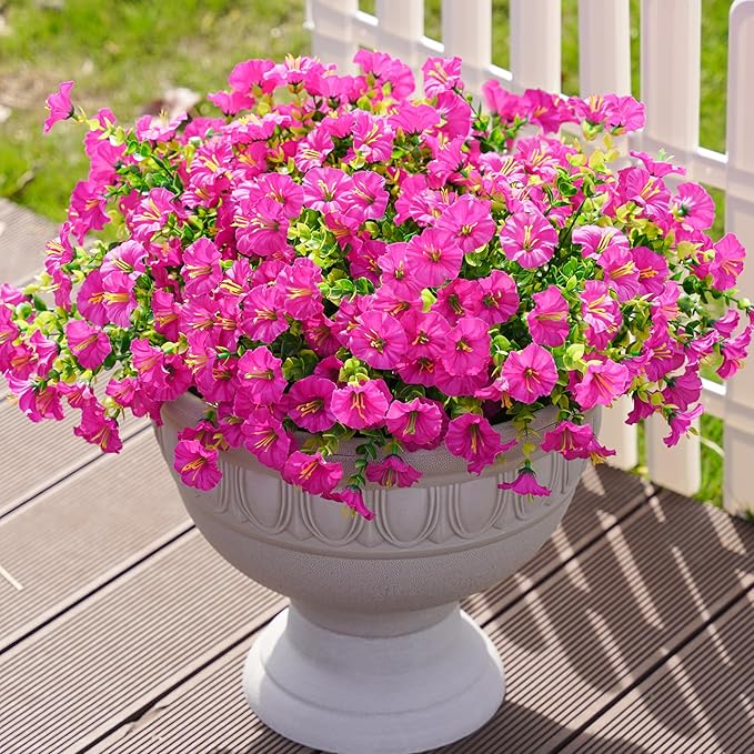 Artificial Flowers Fake Plants for Outdoors Decoration, 12 Bundles Silk Morning - Image 9