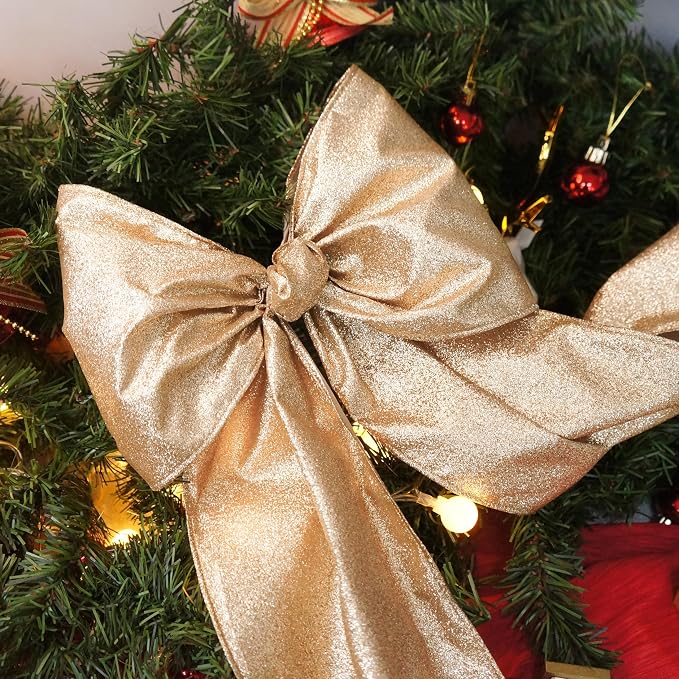 CT CRAFT LLC Glitter Wired Ribbon 6" x 10 Yards Gold - Image 6