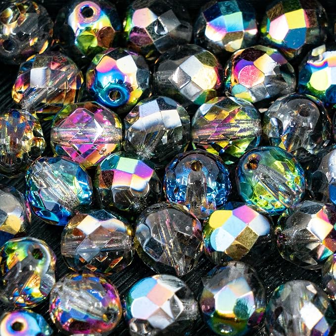 275 pcs Set of Czech Faceted Glass Beads, Fire-Polished Round Crystal Vitrail - - Image 9