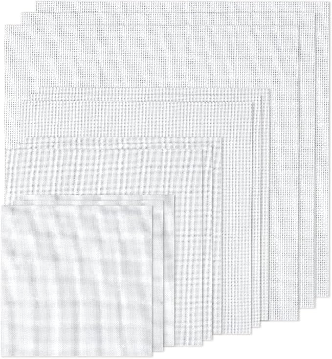 12 PCS Aida Cloth 14 Count, 4 Sizes White Cross Stitch Fabric by XEmbro