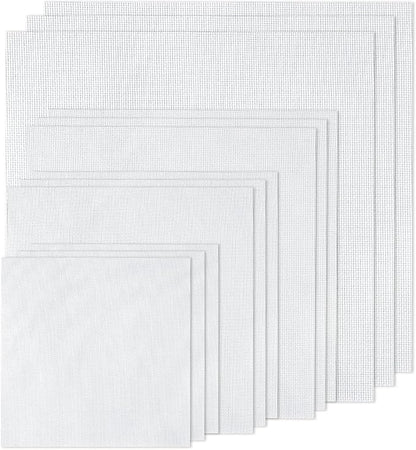 12 PCS Aida Cloth 14 Count, 4 Sizes White Cross Stitch Fabric by XEmbro