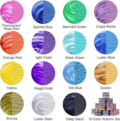 MTBJZJ Mica Powder for Resin, 15 Colors - 20g/Bottle of Epoxy Resin Color - Image 2