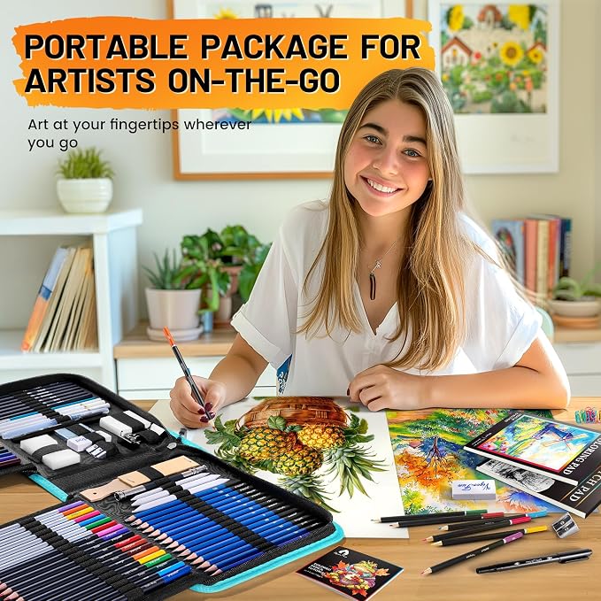 106 PCS Art Supplies Sketching Kit, Pro Drawing Pencils - Image 7