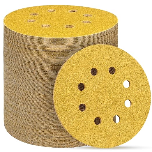 100PCS 5 Inch 8 Hole Sanding Discs 60 Grit by POTUINOM