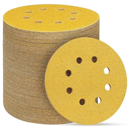 100PCS 5 Inch 8 Hole Sanding Discs 60 Grit by POTUINOM