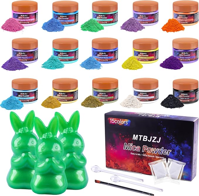 MTBJZJ Mica Powder for Resin, 15 Colors - 20g/Bottle of Epoxy Resin Color by MTBJZJ