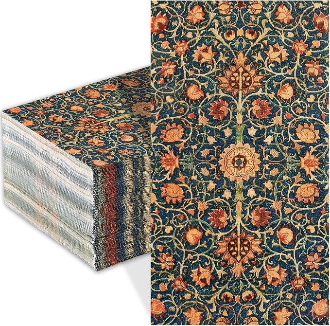 100 Pack William Morris Guest Napkins Vintage Floral Blue Paper Napkins by Unknown
