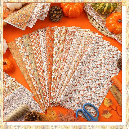 Ganeen 60 Pcs 10 x 10 Inch Fall Quilting Fabric Squares Thanksgiving Fat - Image 3