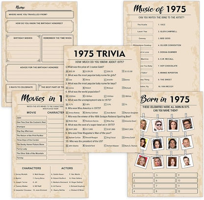 QUPT 50th Birthday Party Games, Born in 1975 Games Bundle, Birthday Party by QUPT